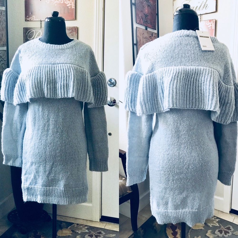 Brand New Asos Petite Sweater Dress with Ruffle